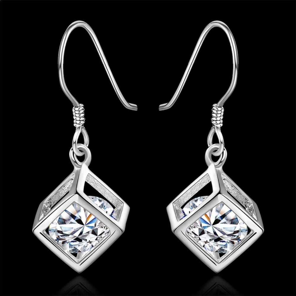 Geometric  Drop Earrings Zircon Earrings New - Picture 4 of 6